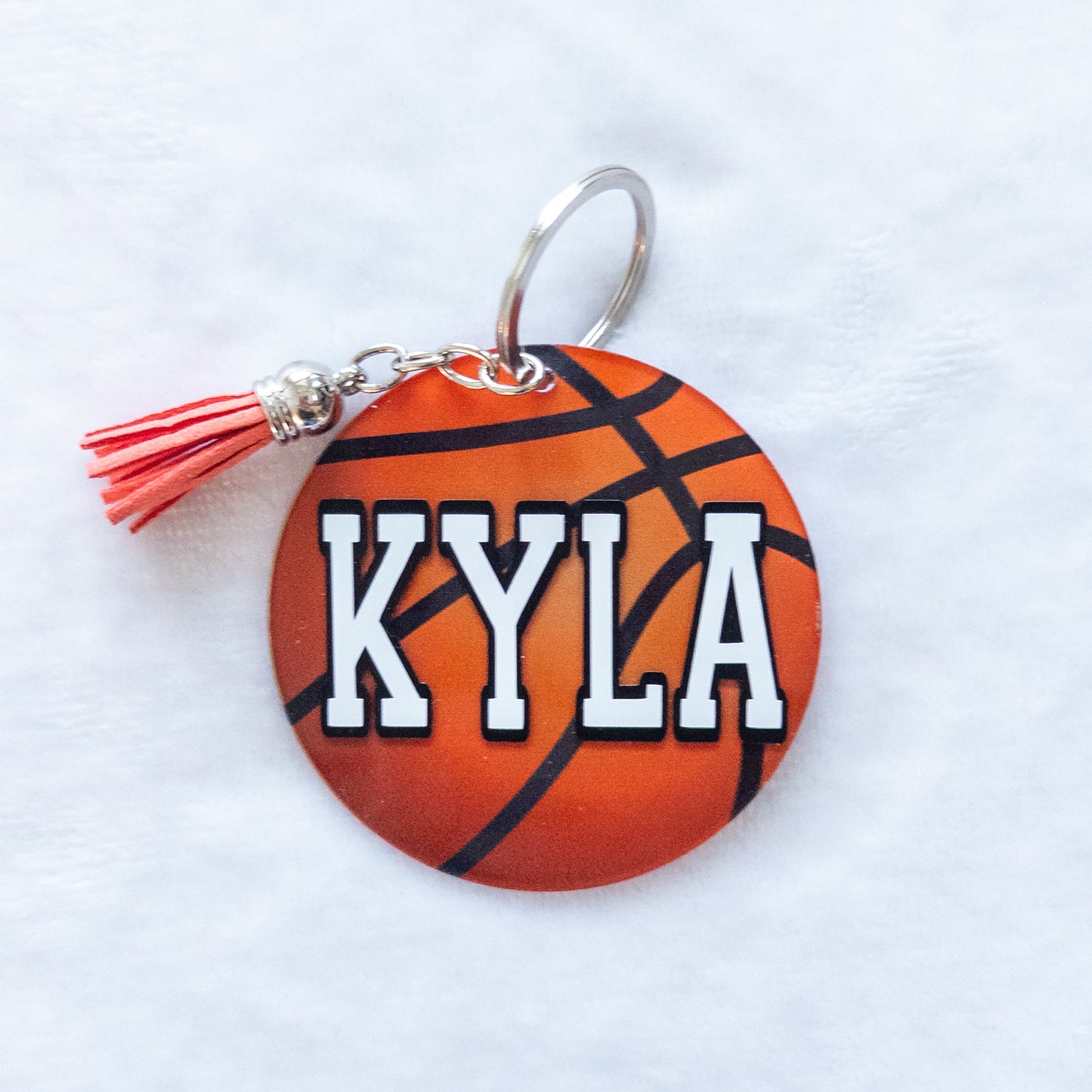 Personalized Basketball Name Keychain for Backpacks, Sports Bags, Luggage