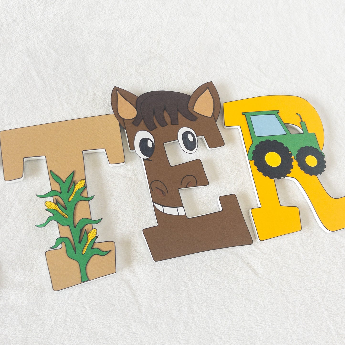 Farmer Tractor Animals Custom Wood Letters