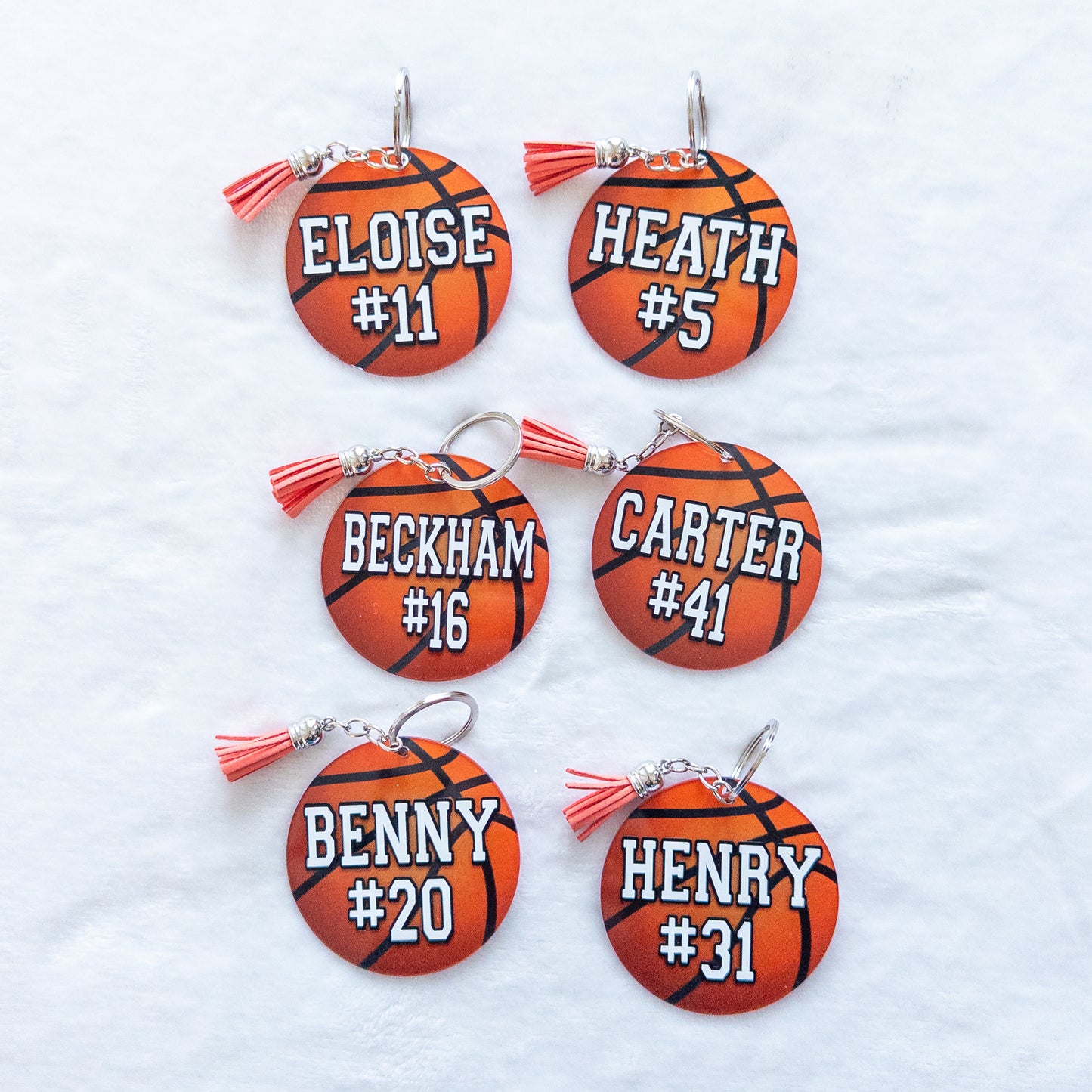 Personalized Basketball Name Keychain for Backpacks, Sports Bags, Luggage