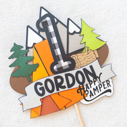 One Happy Camper Cake Topper – Personalized First Birthday Decoration