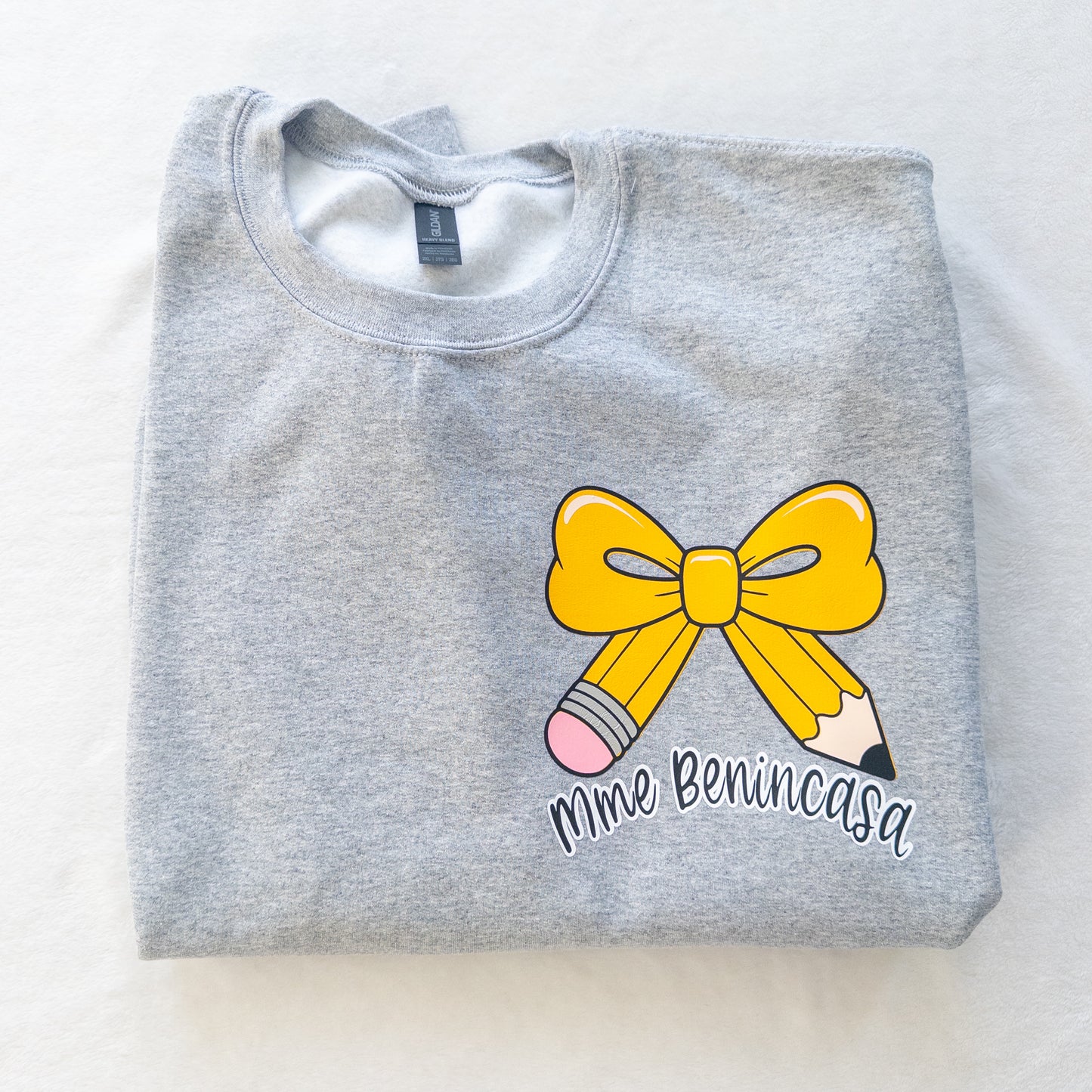 Custom Teacher Sweatshirt – Pencil Bow Design