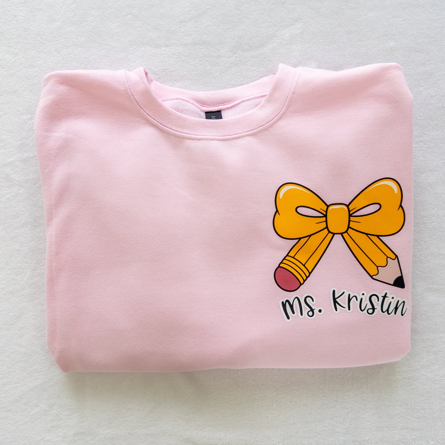 Custom Teacher Sweatshirt – Pencil Bow Design