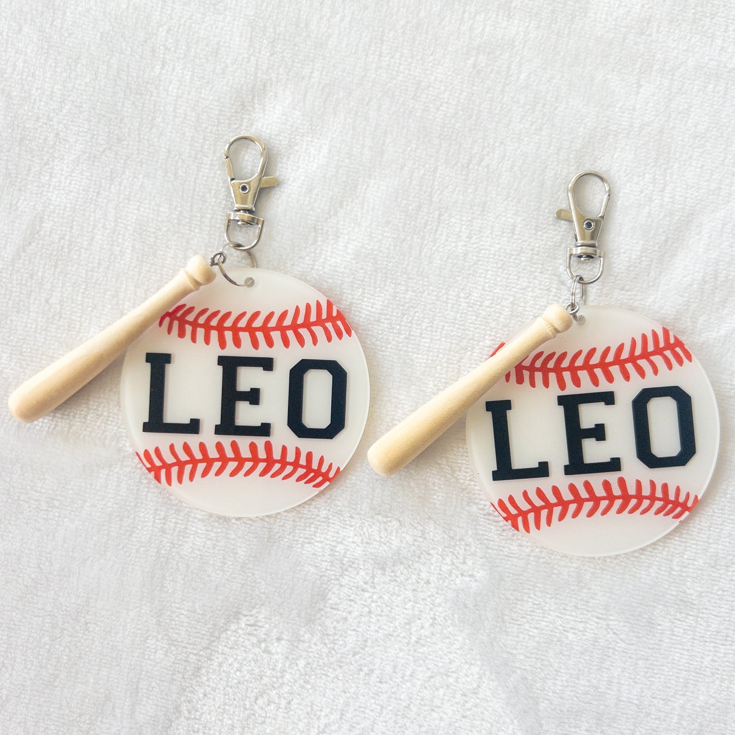 Personalized Baseball Name Keychain for Backpacks, Sports Bags, Luggage