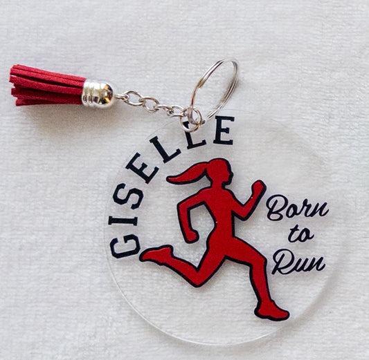 Personalized Running Name Keychain for Backpacks, Sports Bags, Luggage
