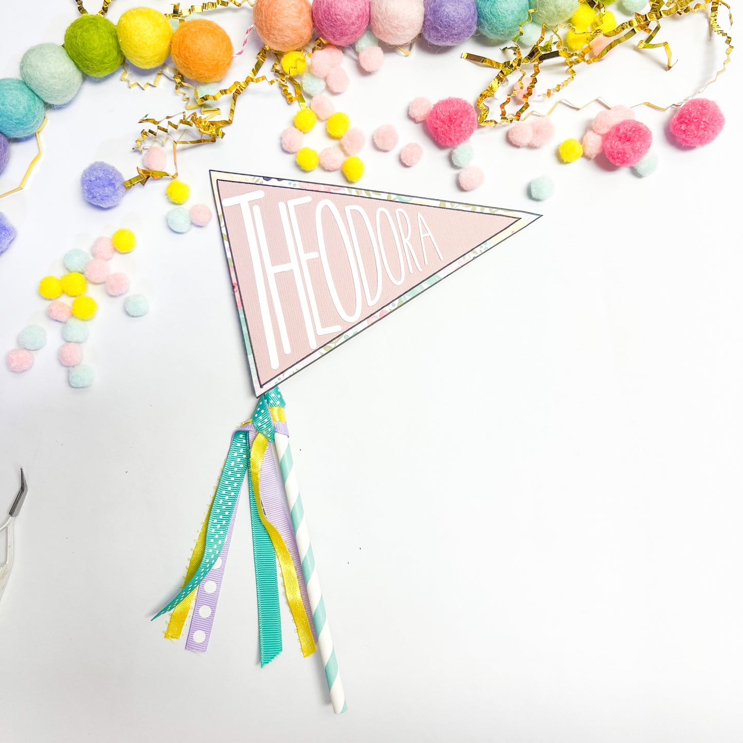 Easter Basket Name Pennant Flag