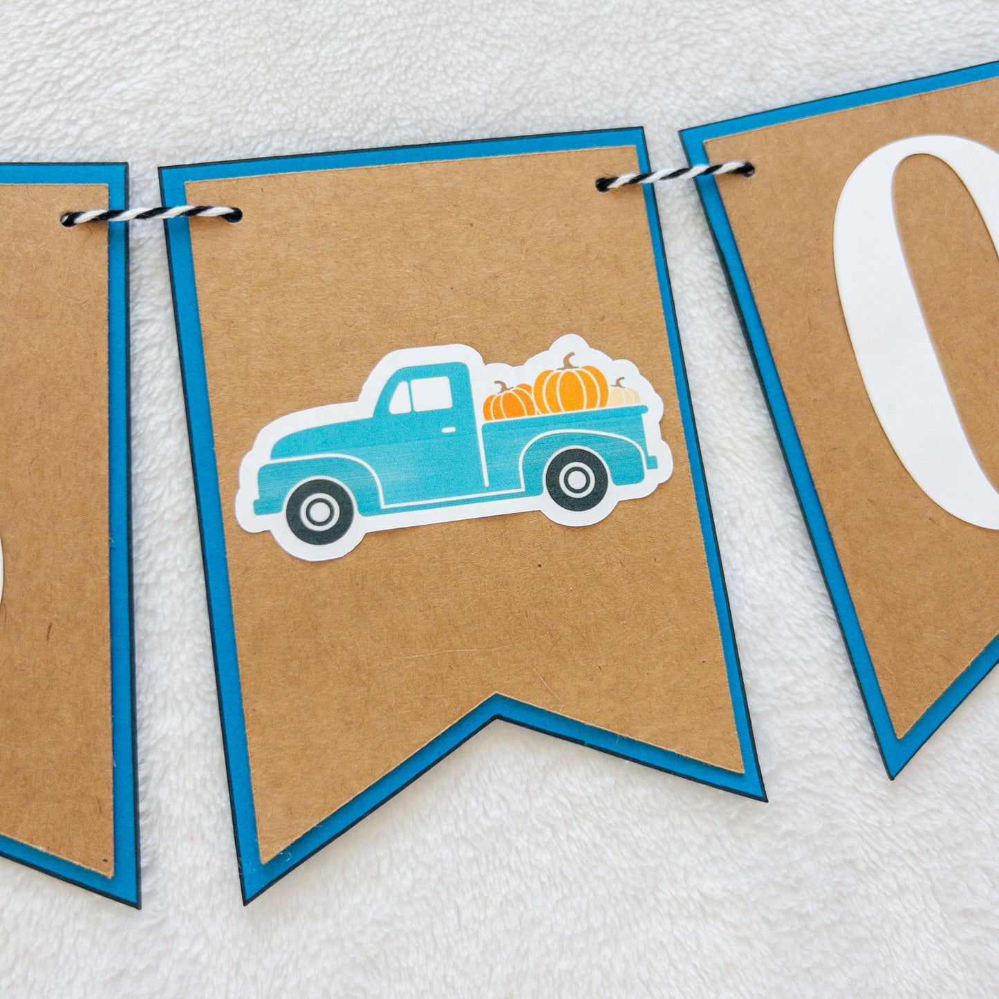 Pumpkin Blue Truck First Birthday Banner