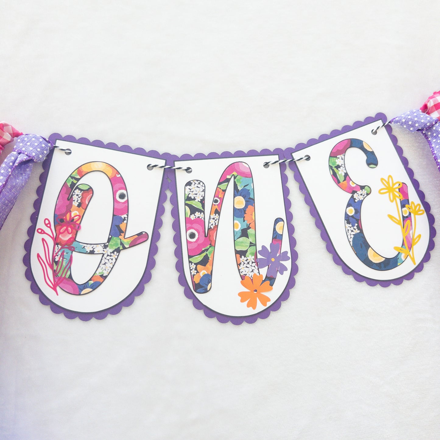 Wildflower Themed Highchair Birthday Banner Garland