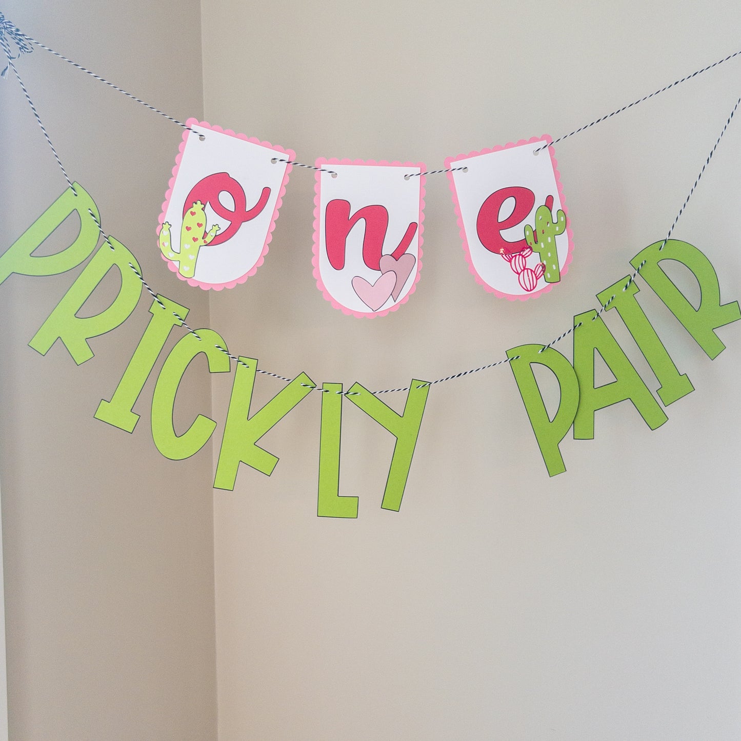 Prickly Pair Twin First Birthday Banner