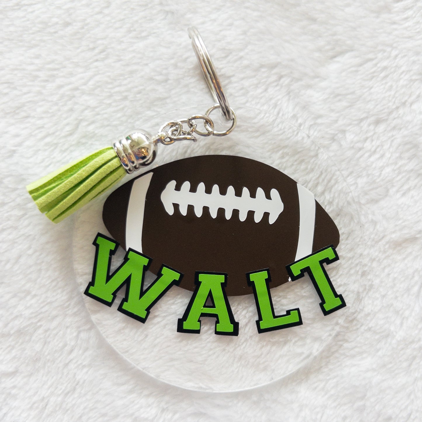 Personalized football Name Keychain for Backpacks, Sports Bags, Luggage