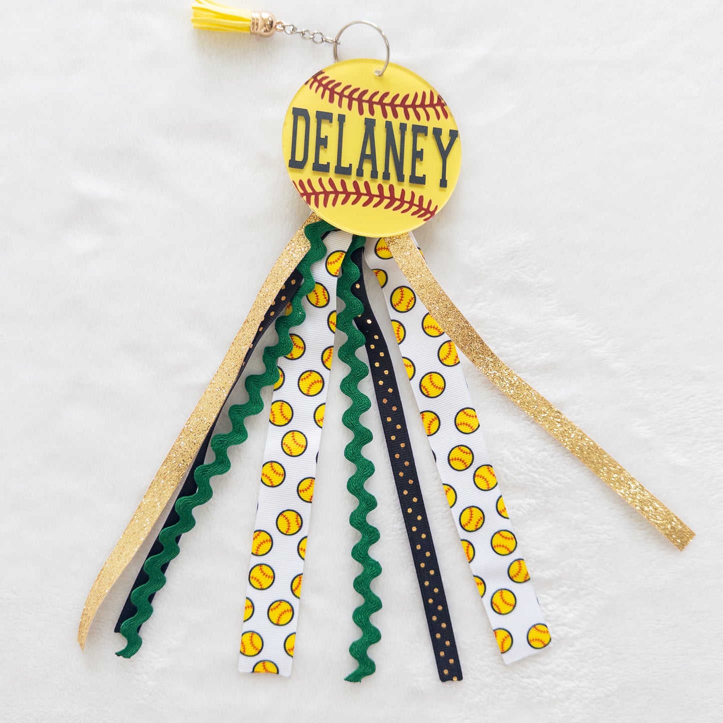 Personalized Softball Name Keychain for Backpacks, Sports Bags, Luggage