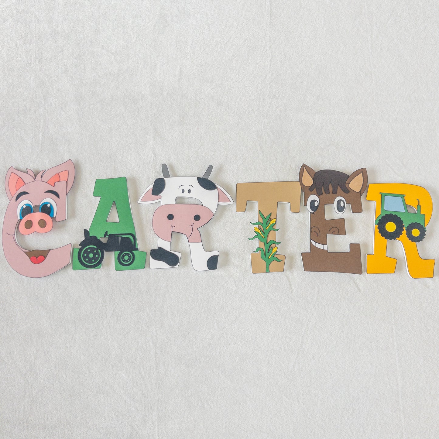 Farmer Tractor Animals Custom Wood Letters