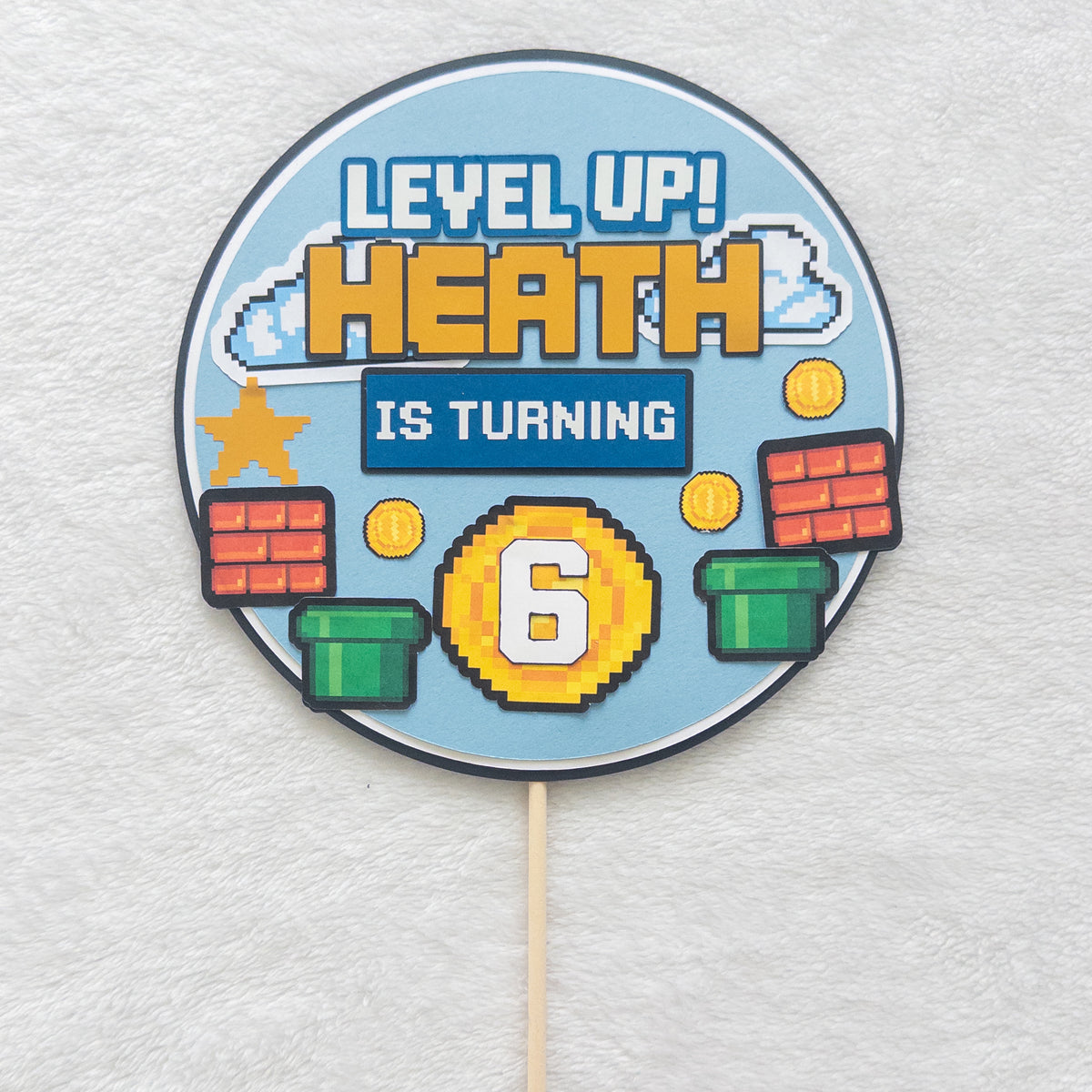 Level Up! Personalized Video Game Cake Topper