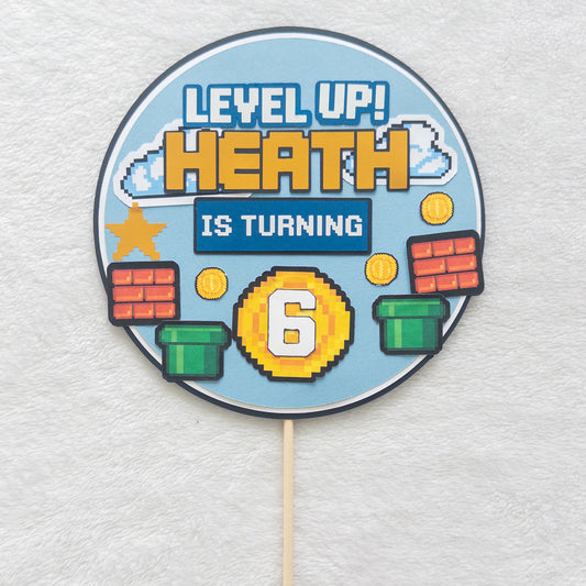 Level Up! Personalized Video Game Cake Topper