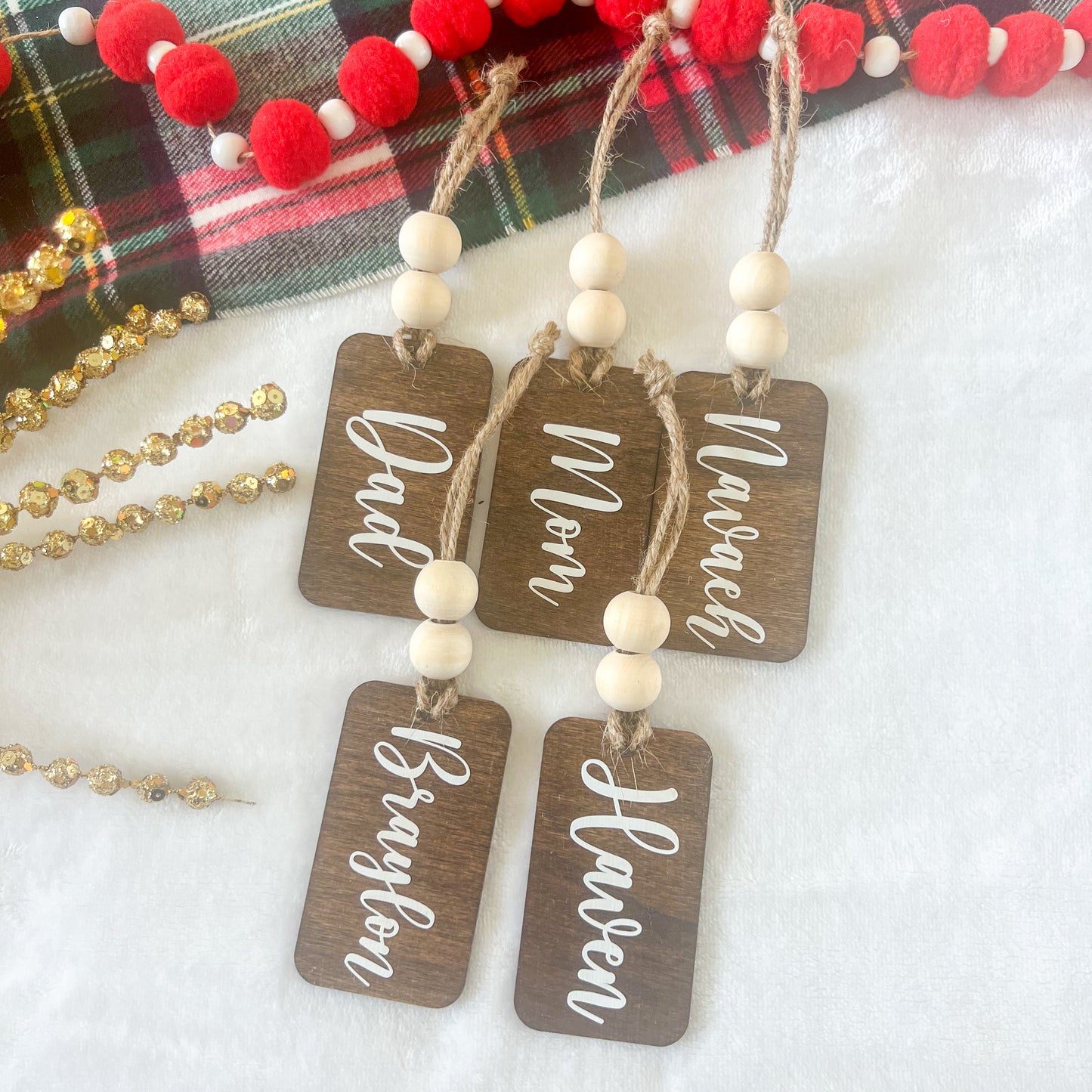 Personalized Wood Christmas Stocking Tags