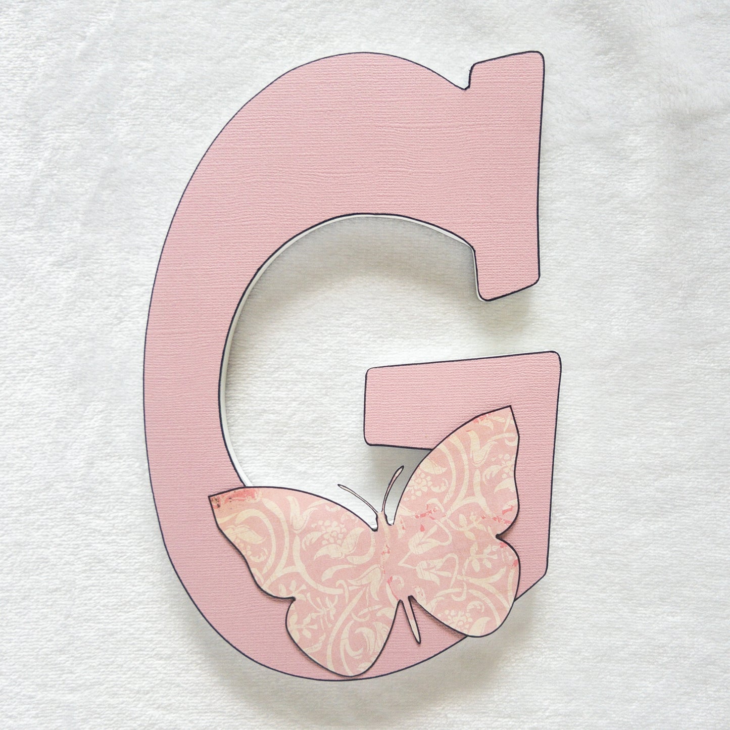 Green Pink and Gold Butterfly Custom Wood Letters