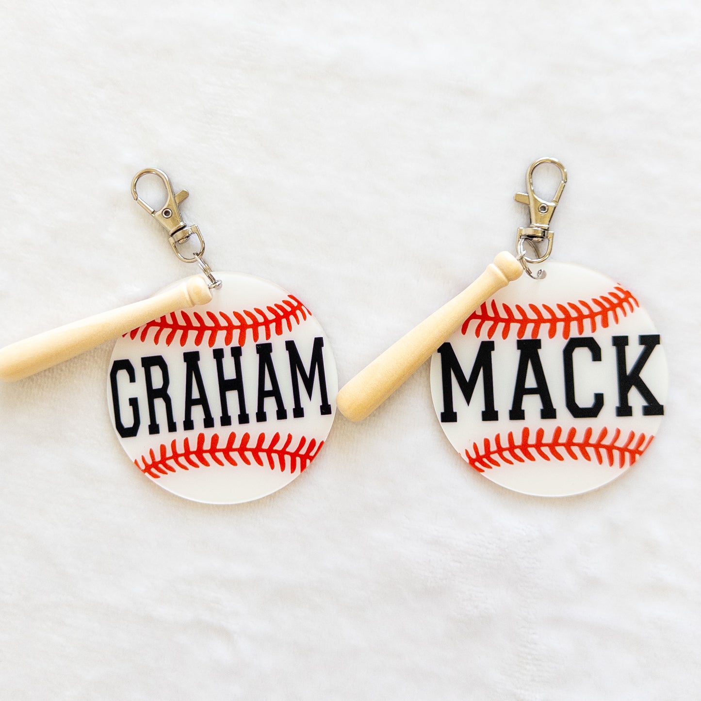 Personalized Baseball Name Keychain for Backpacks, Sports Bags, Luggage