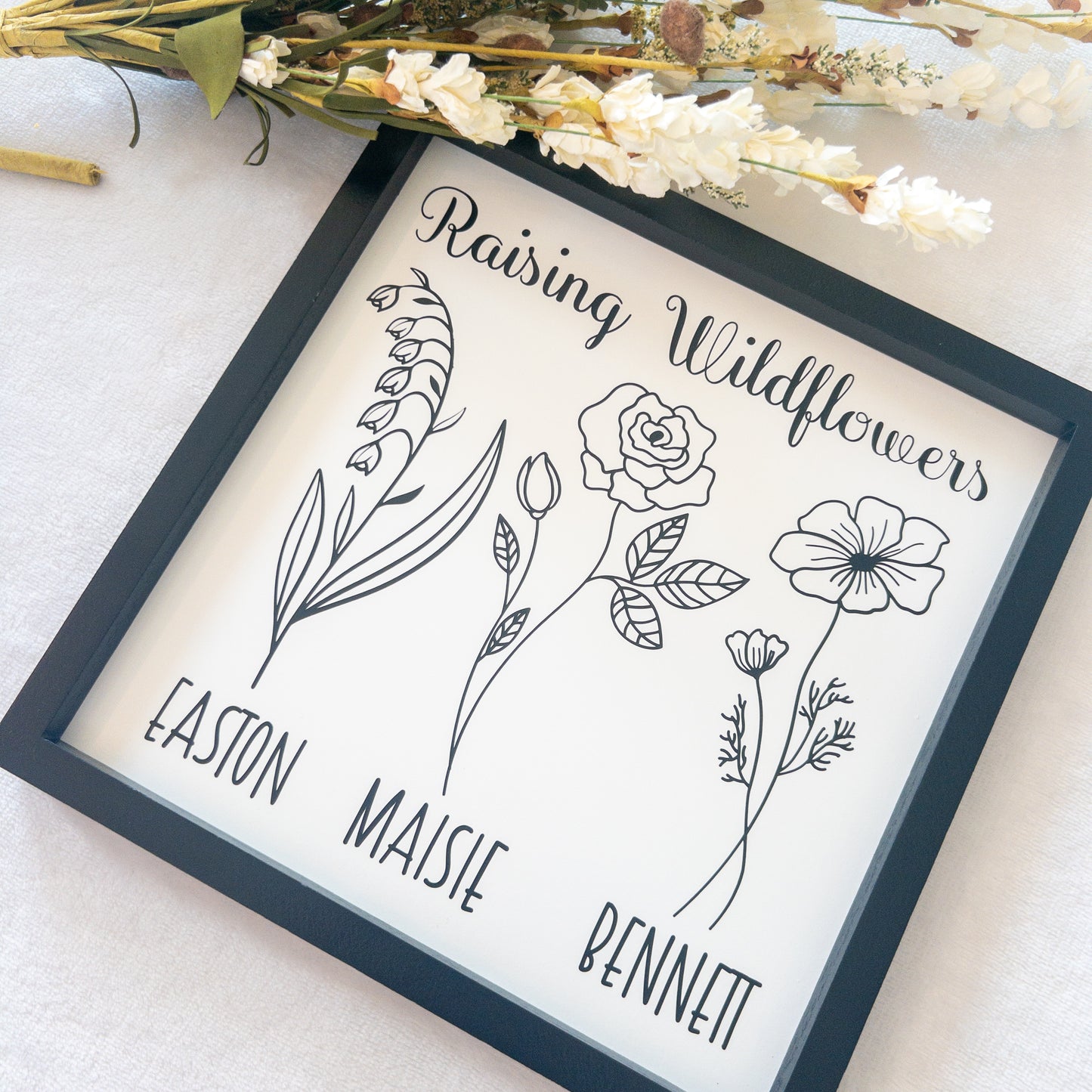 Birth Month Wildflower Personalized Wood Sign