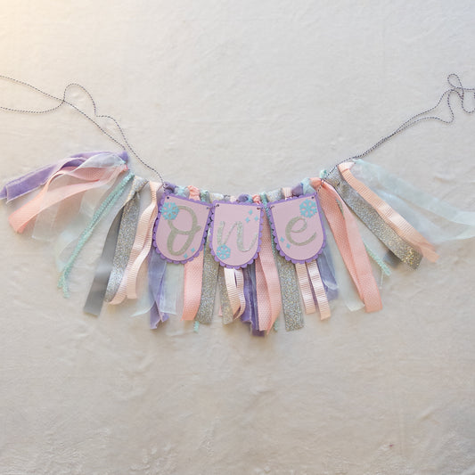 Winter Wonderland First Birthday High Chair Ribbon Banner
