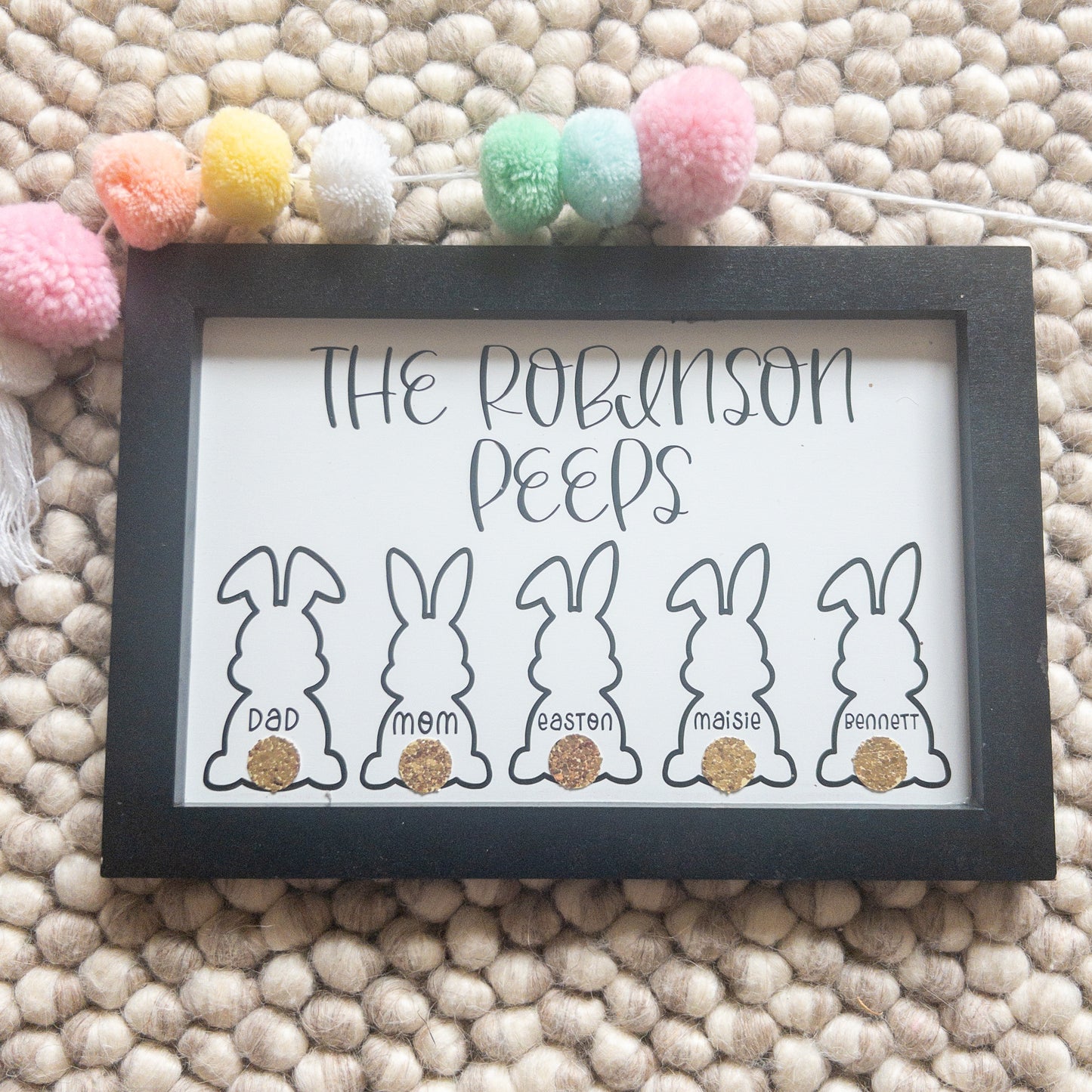 Personalized Family Peeps Easter Wood Sign