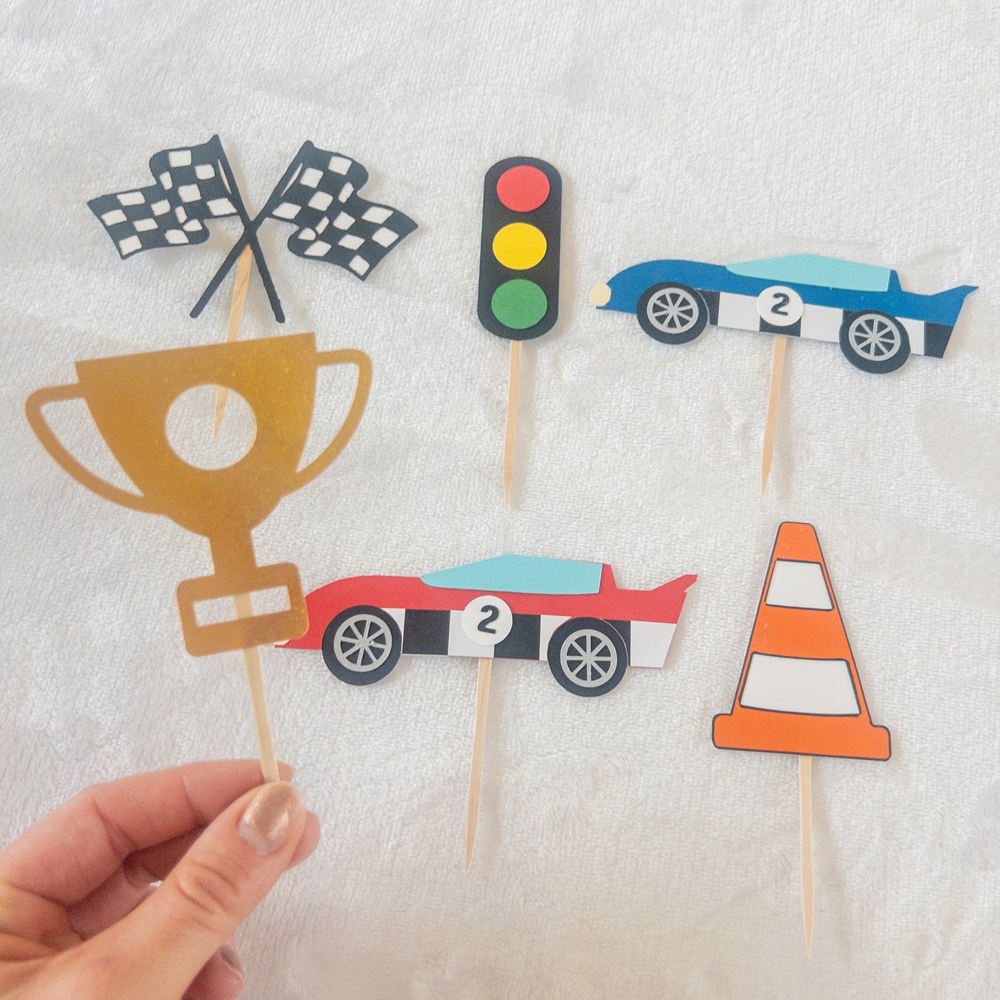 Vintage Race Car Cupcake Toppers