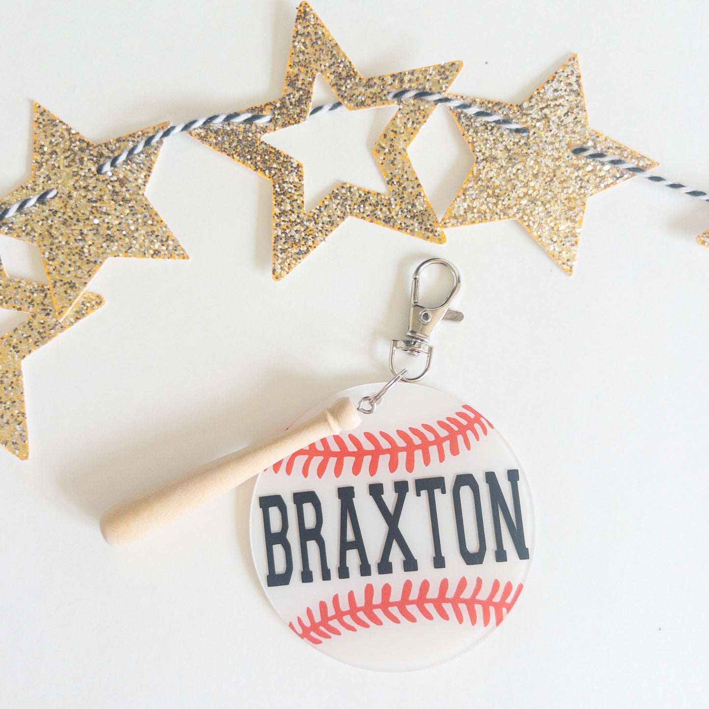 Personalized Baseball Name Keychain for Backpacks, Sports Bags, Luggage