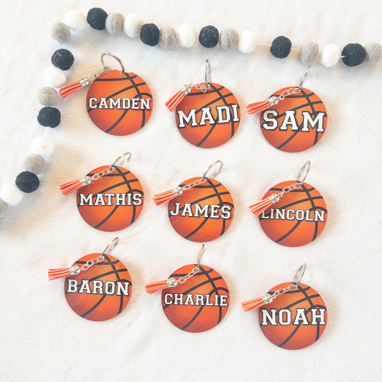 Personalized Basketball Name Keychain for Backpacks, Sports Bags, Luggage