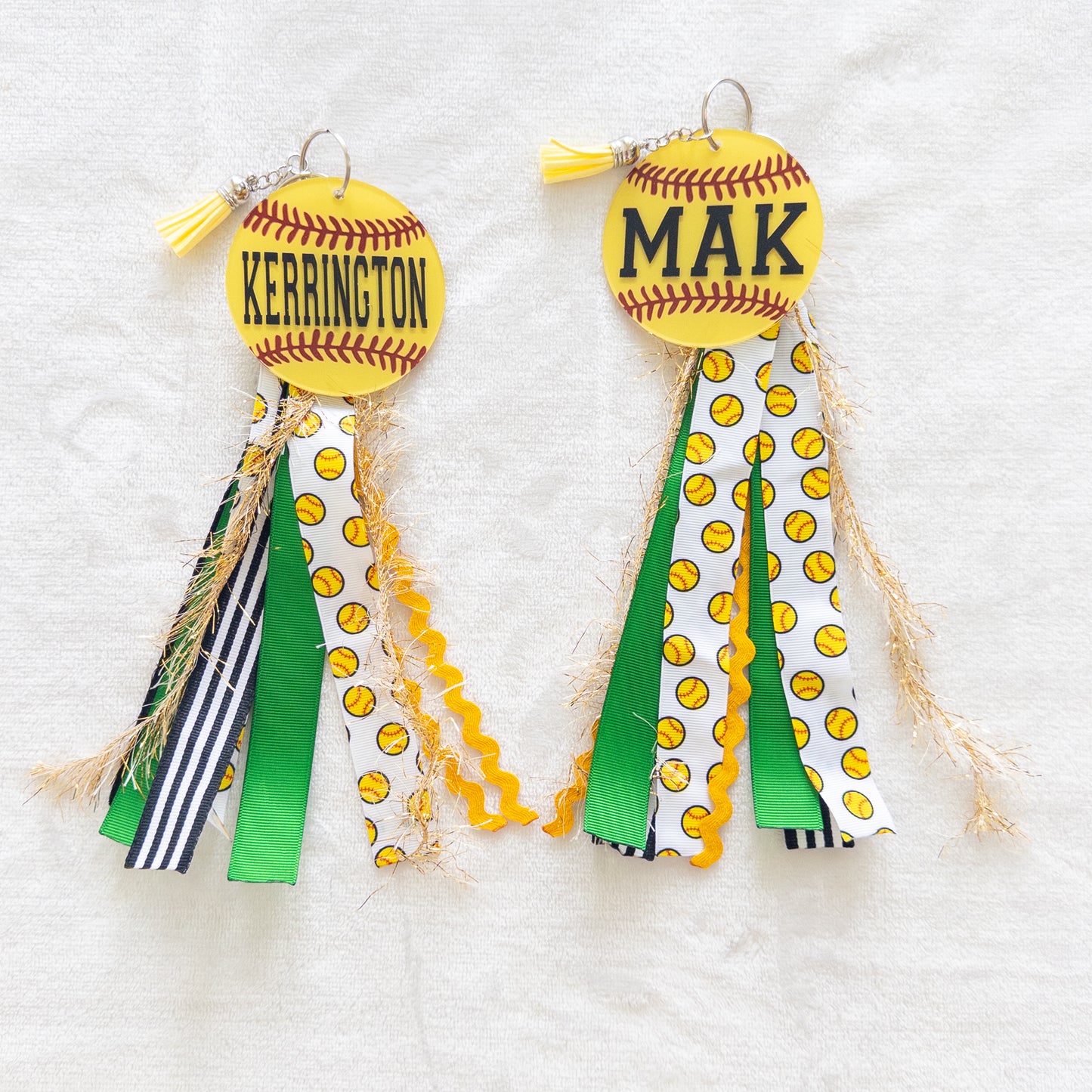 Personalized Softball Name Keychain for Backpacks, Sports Bags, Luggage