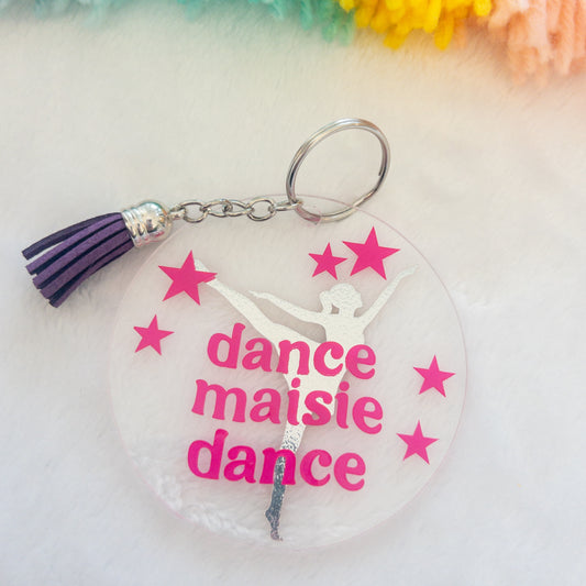 Personalized Dance Name Keychain for Backpacks, Sports Bags, Luggage