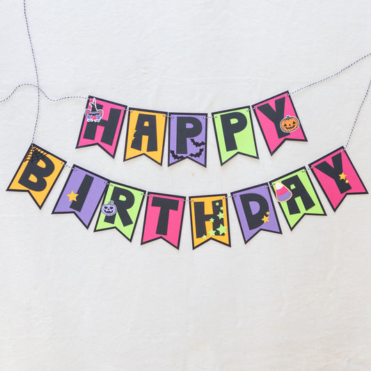 Halloween Neon Unicorn “Happy Birthday” Banner