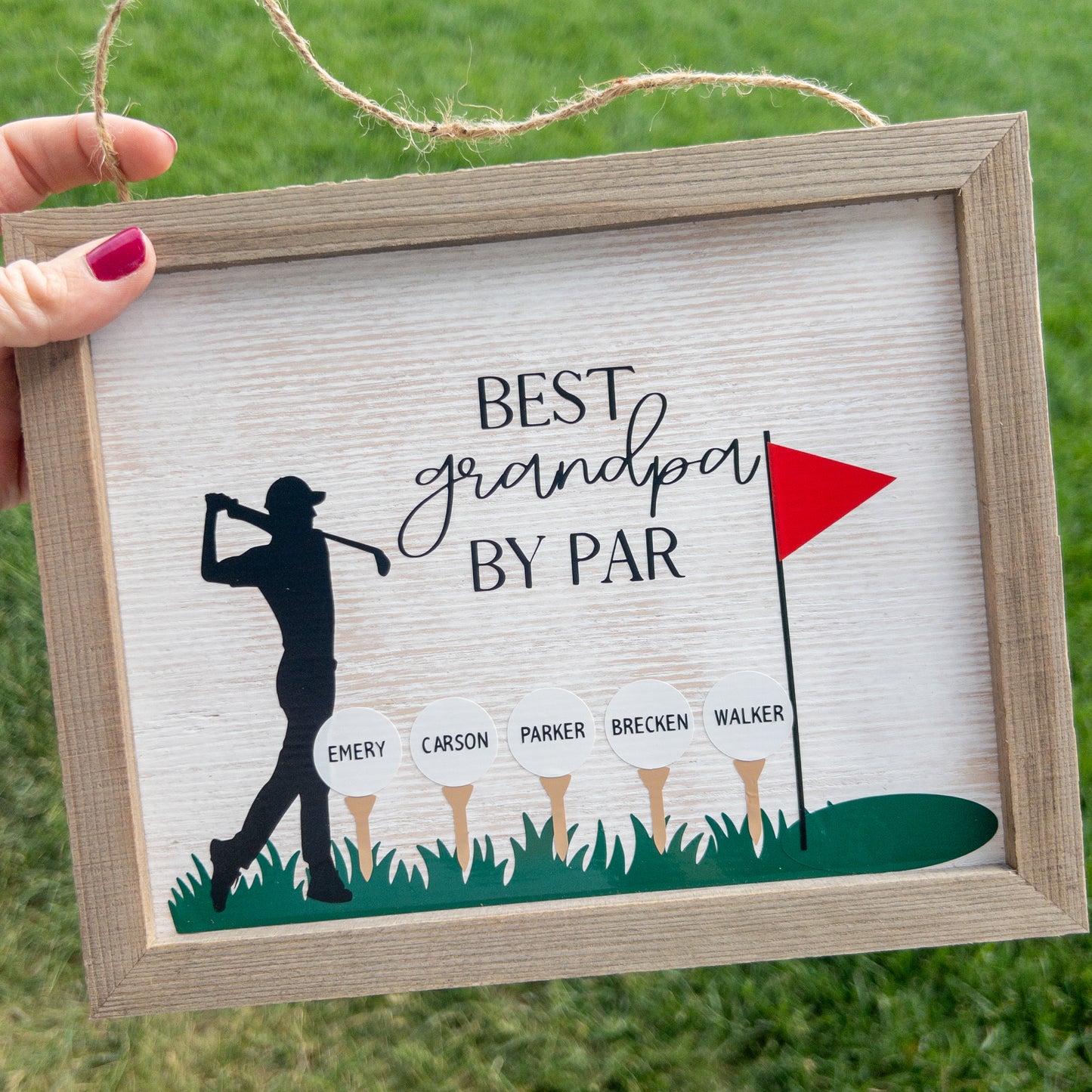 Personalized Best Grandpa Dad Papa by Par Golf Wood Sign