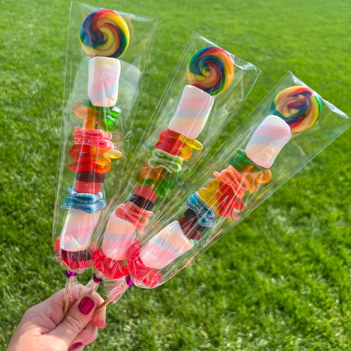 Candy Kabobs for kids birthday, baby shower, holidays, graduation