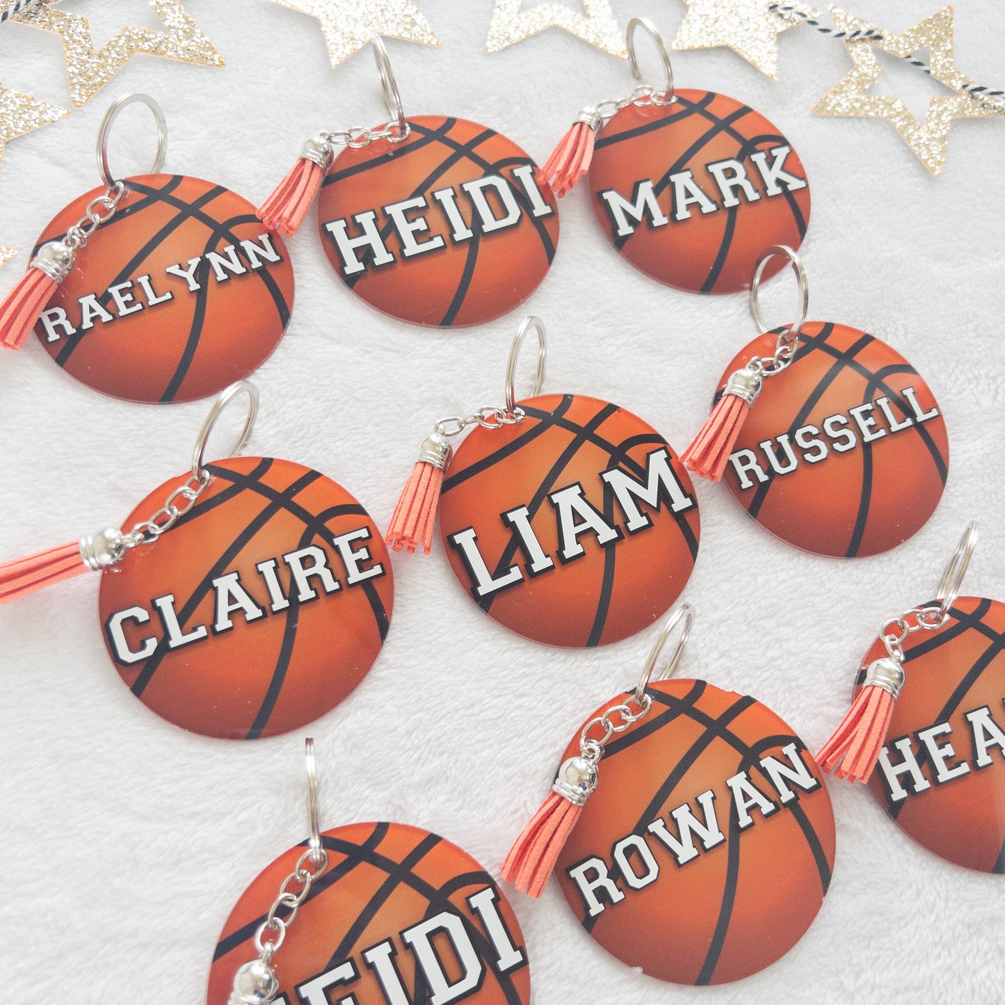 Personalized Basketball Name Keychain for Backpacks, Sports Bags, Luggage