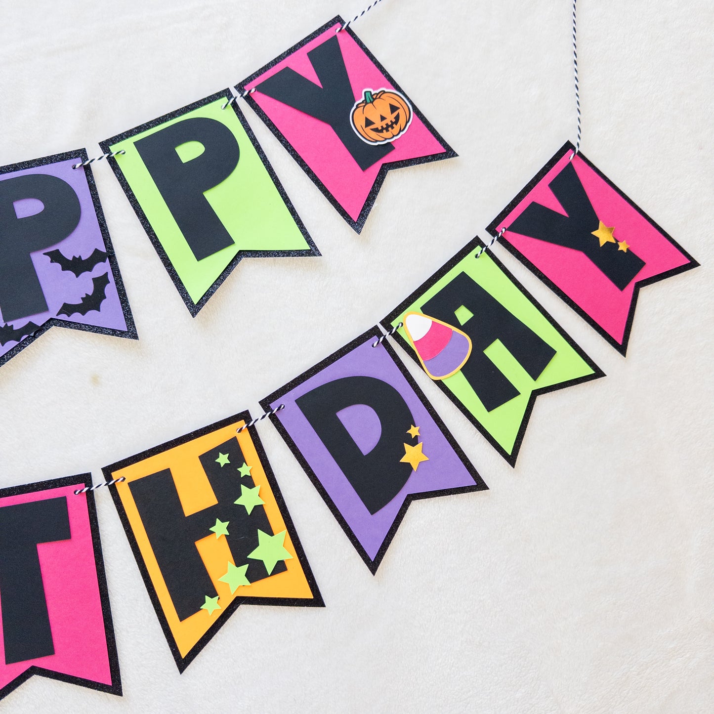 Halloween Neon Unicorn “Happy Birthday” Banner