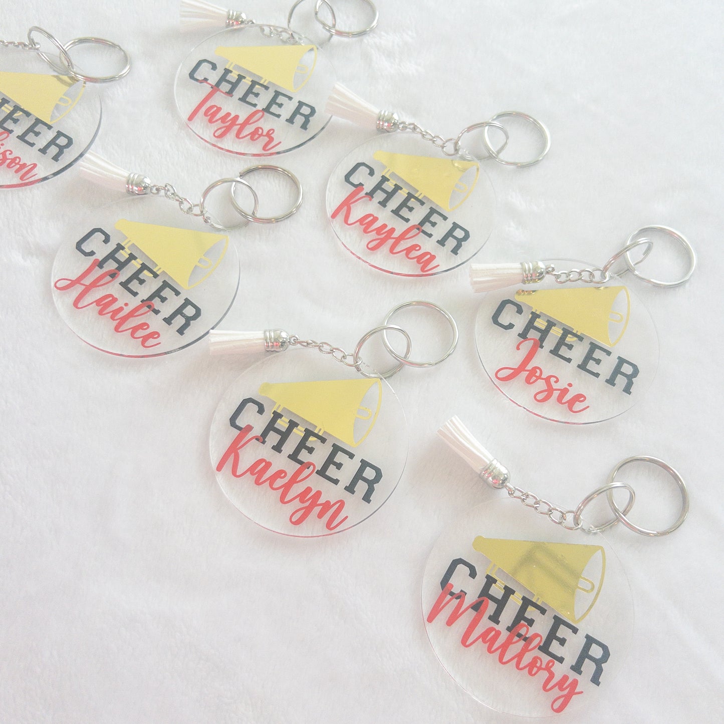 Personalized Cheer Name Keychain for Backpacks, Sports Bags, Luggage