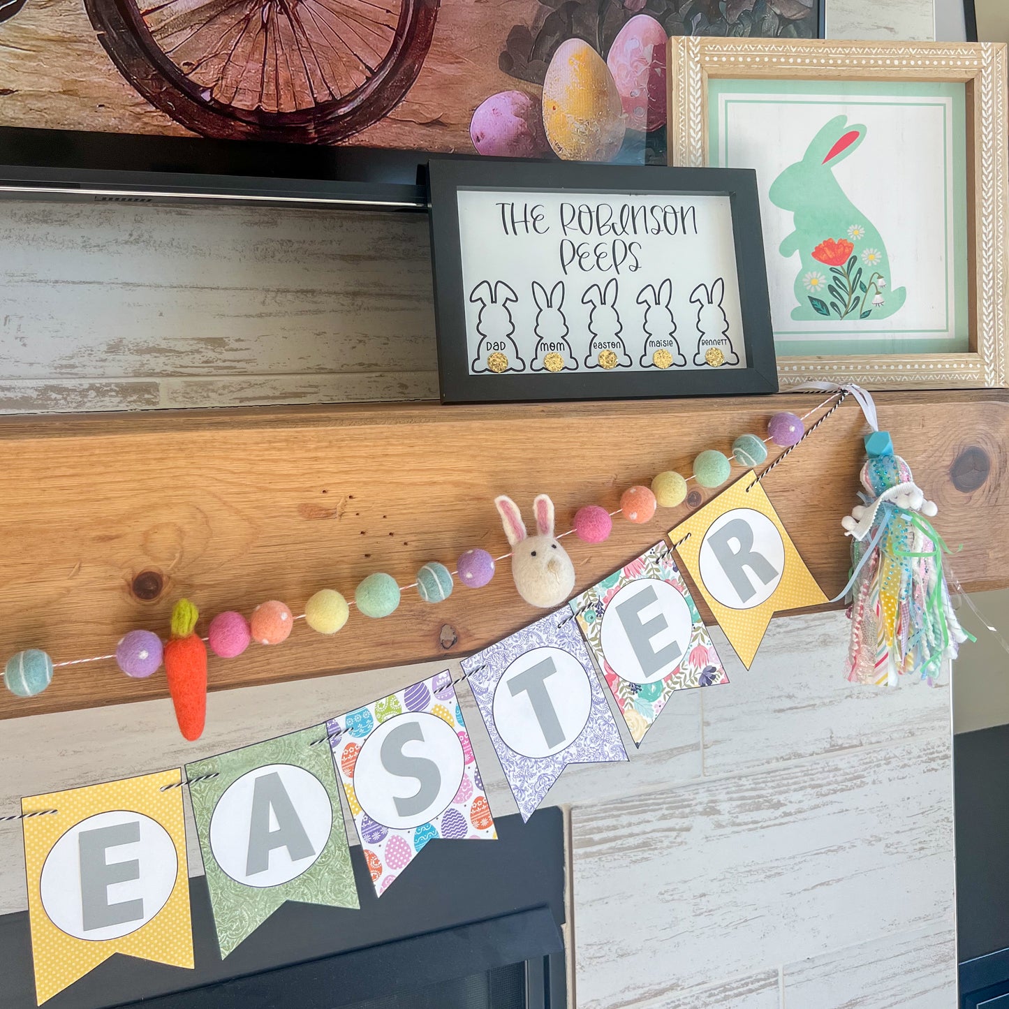 Personalized Family Peeps Easter Wood Sign