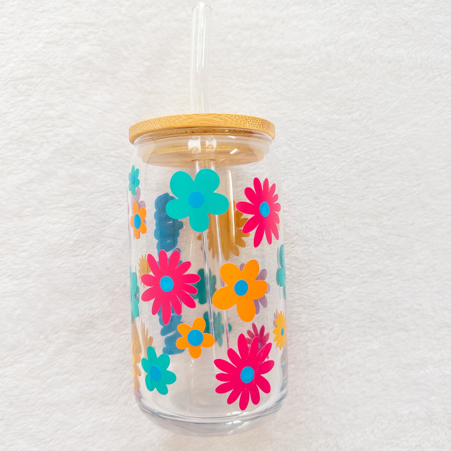 Floral Glass Tumbler – 16oz