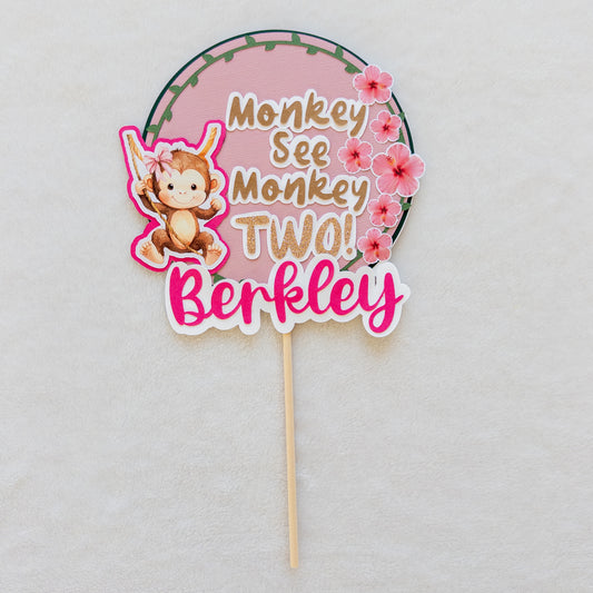 Monkey See Monkey Two Cake Topper Personalized 2nd Birthday