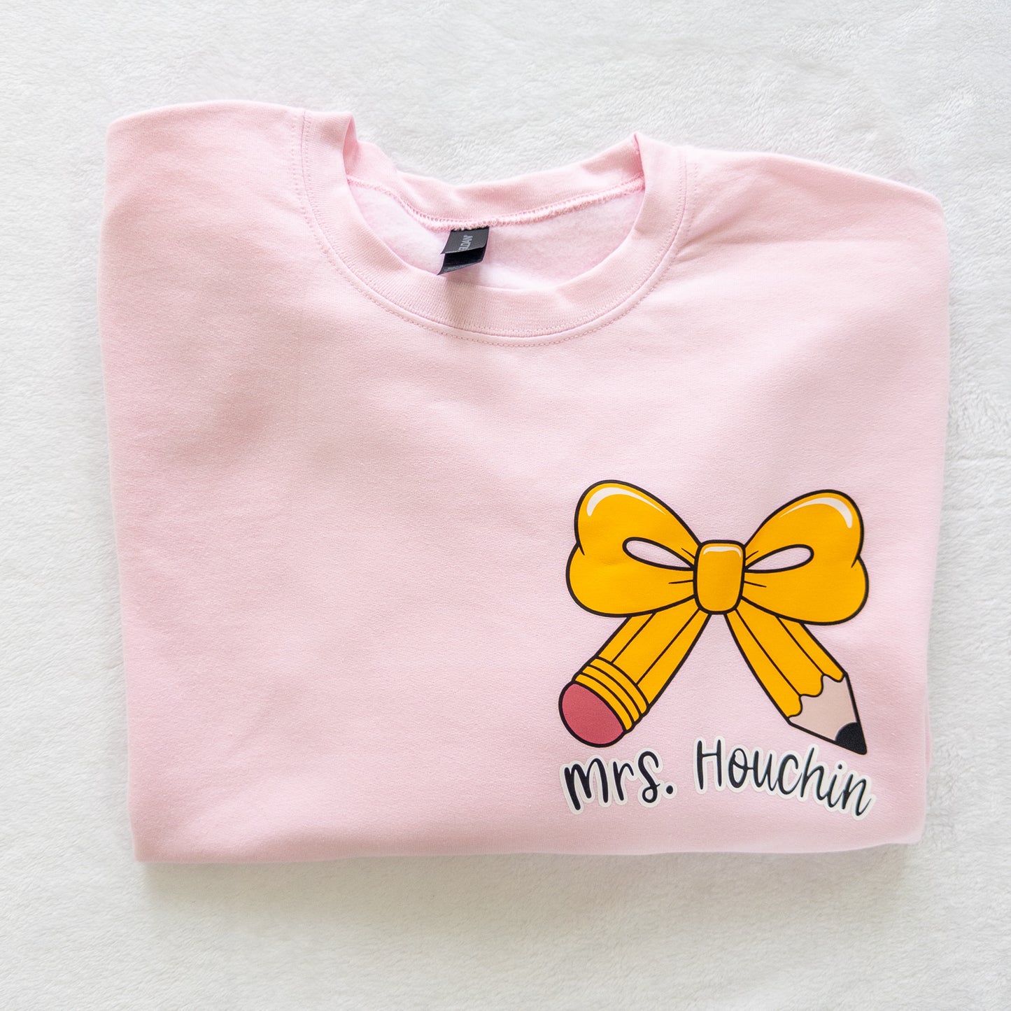 Custom Teacher Sweatshirt – Pencil Bow Design