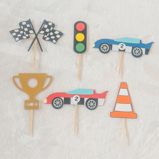 Vintage Race Car Cupcake Toppers