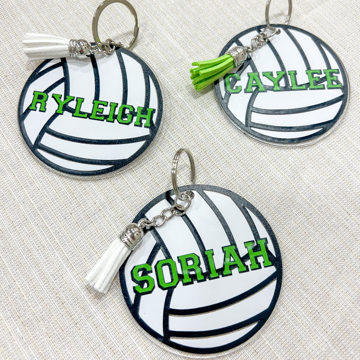 Personalized Volleyball Name Keychain for Backpacks, Sports Bags, Luggage