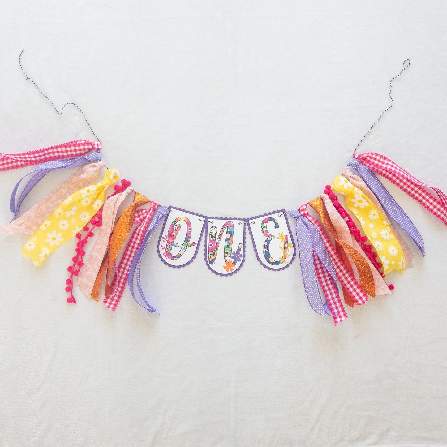 Wildflower Themed Highchair Birthday Banner Garland