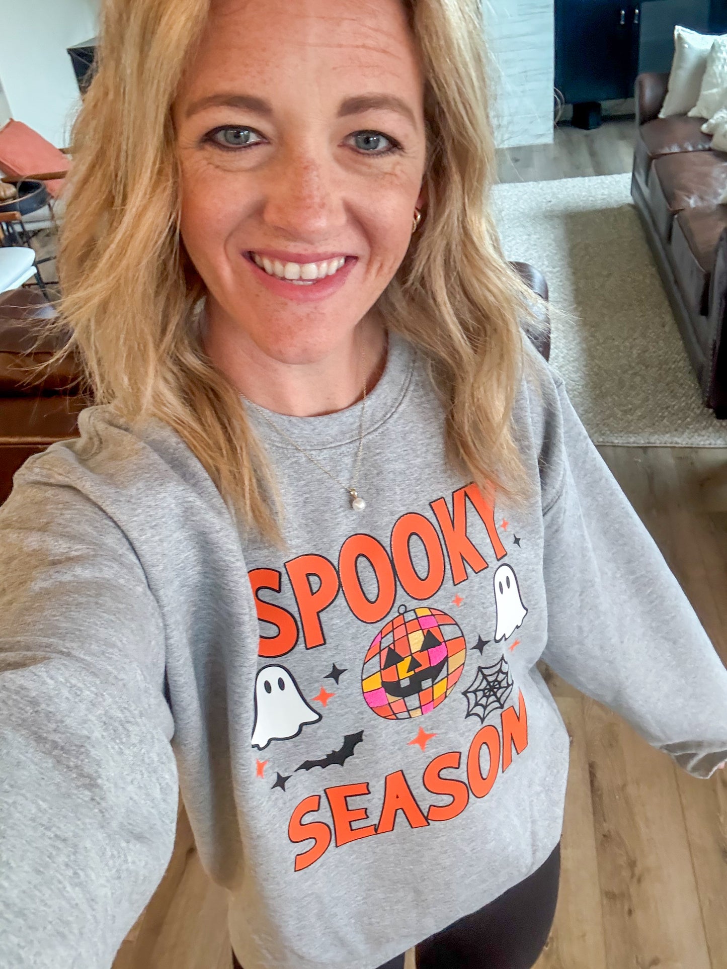 Spooky Season Halloween Sweatshirt – disco pumpkin design