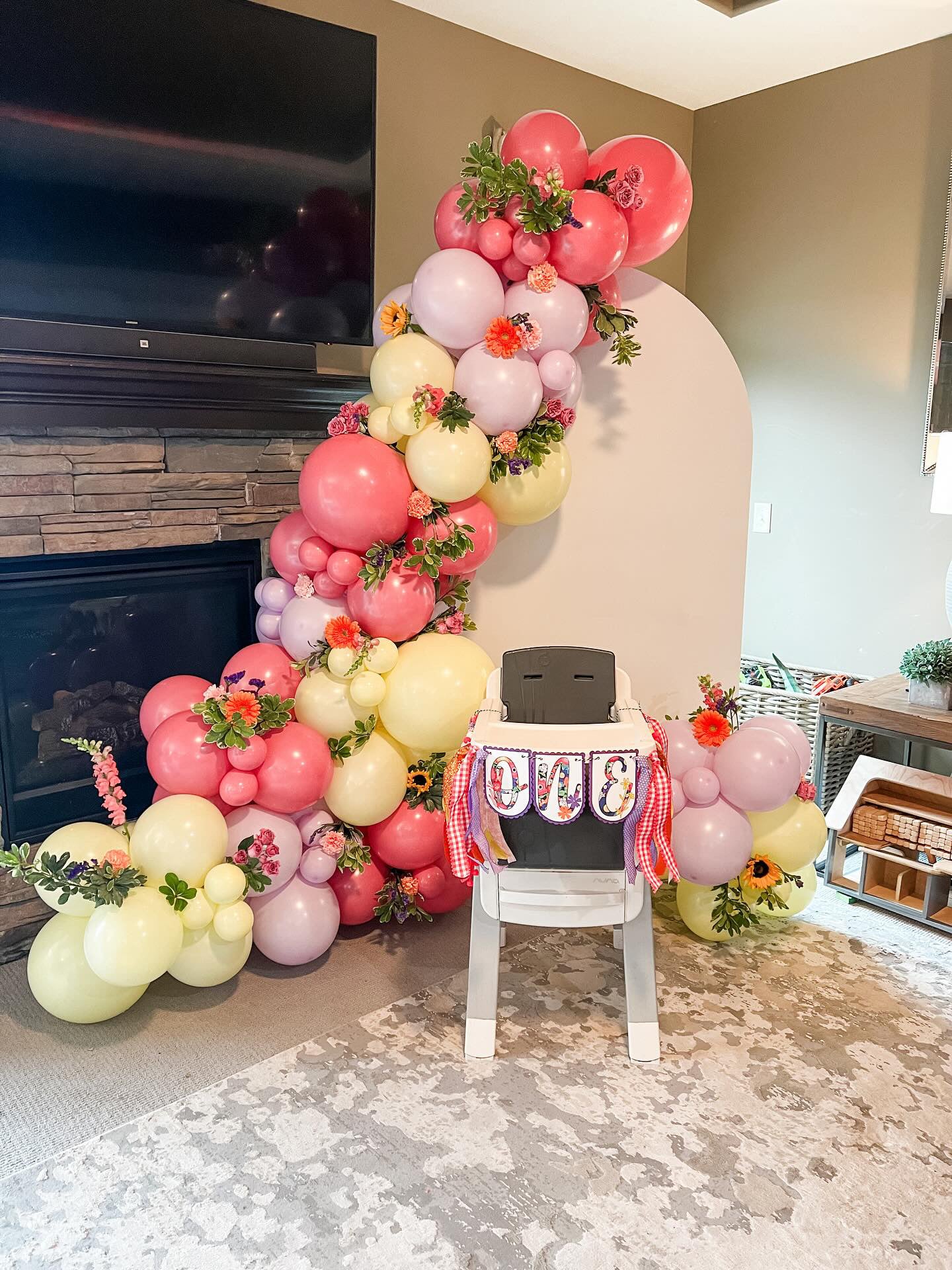 Wildflower Themed Highchair Birthday Banner Garland