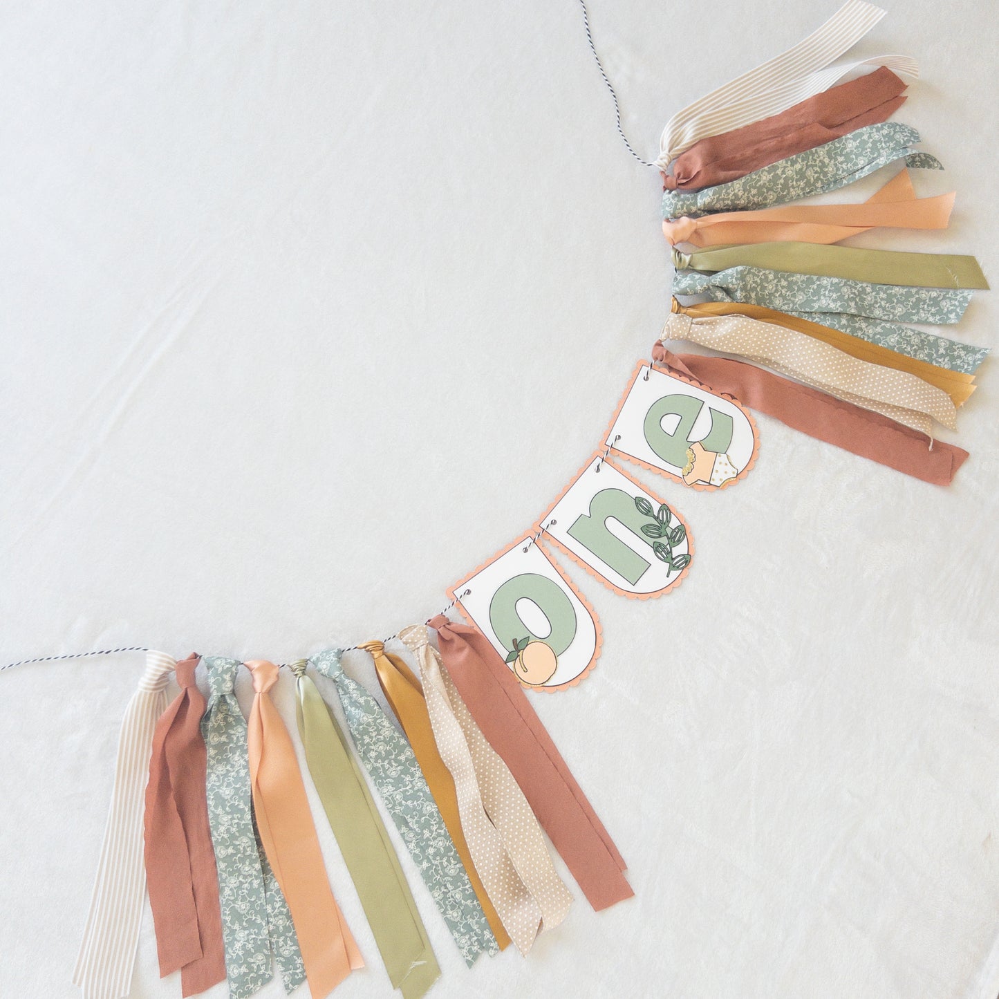 Peach Themed Highchair Birthday Banner Garland