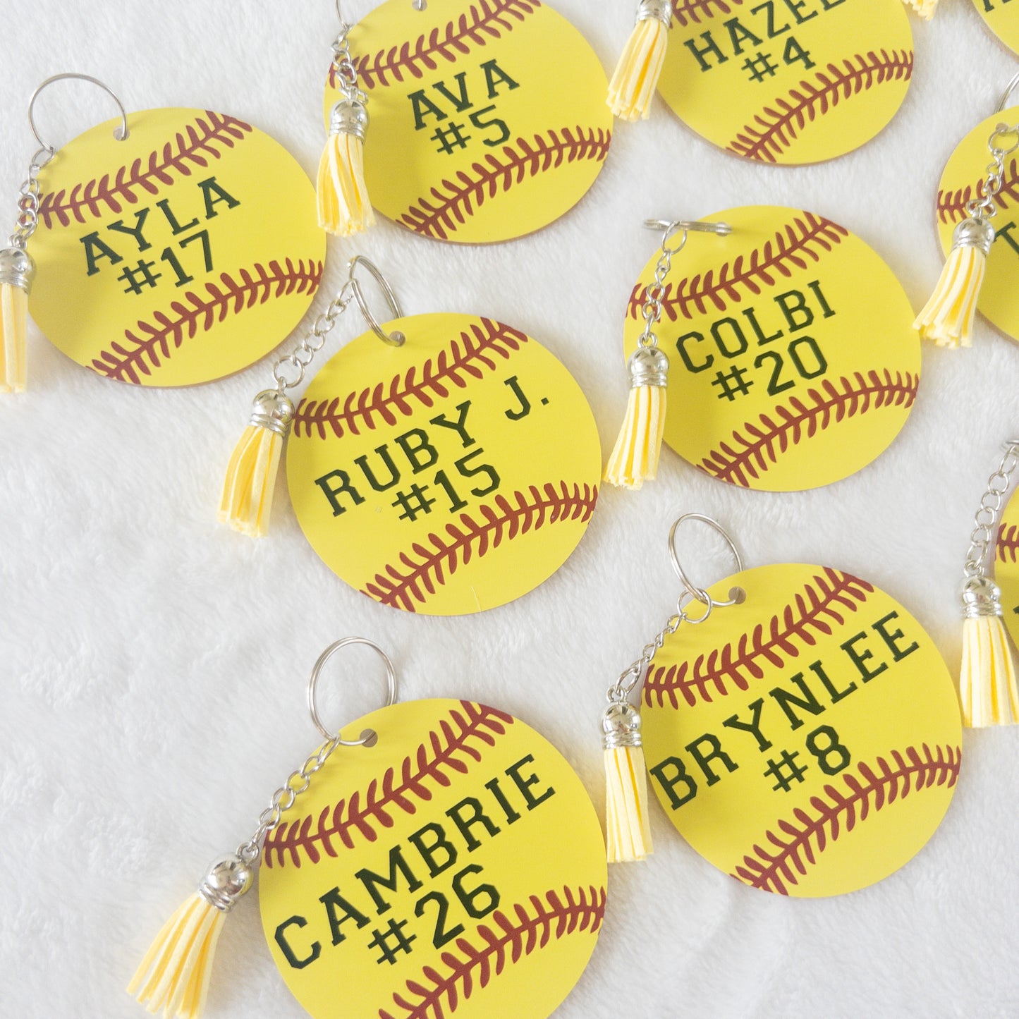 Personalized Softball Name Keychain for Backpacks, Sports Bags, Luggage