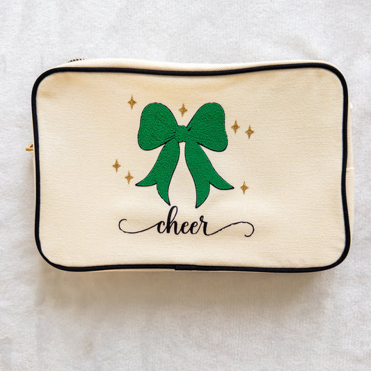 Cheer Personalized Zippered Canvas Bag with Bow