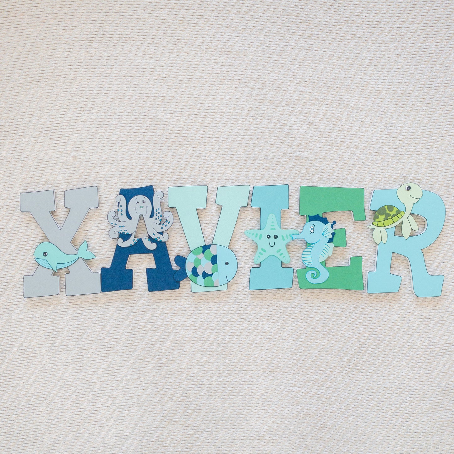 Ocean Sea Creatures Under the Sea Custom Wood Letters