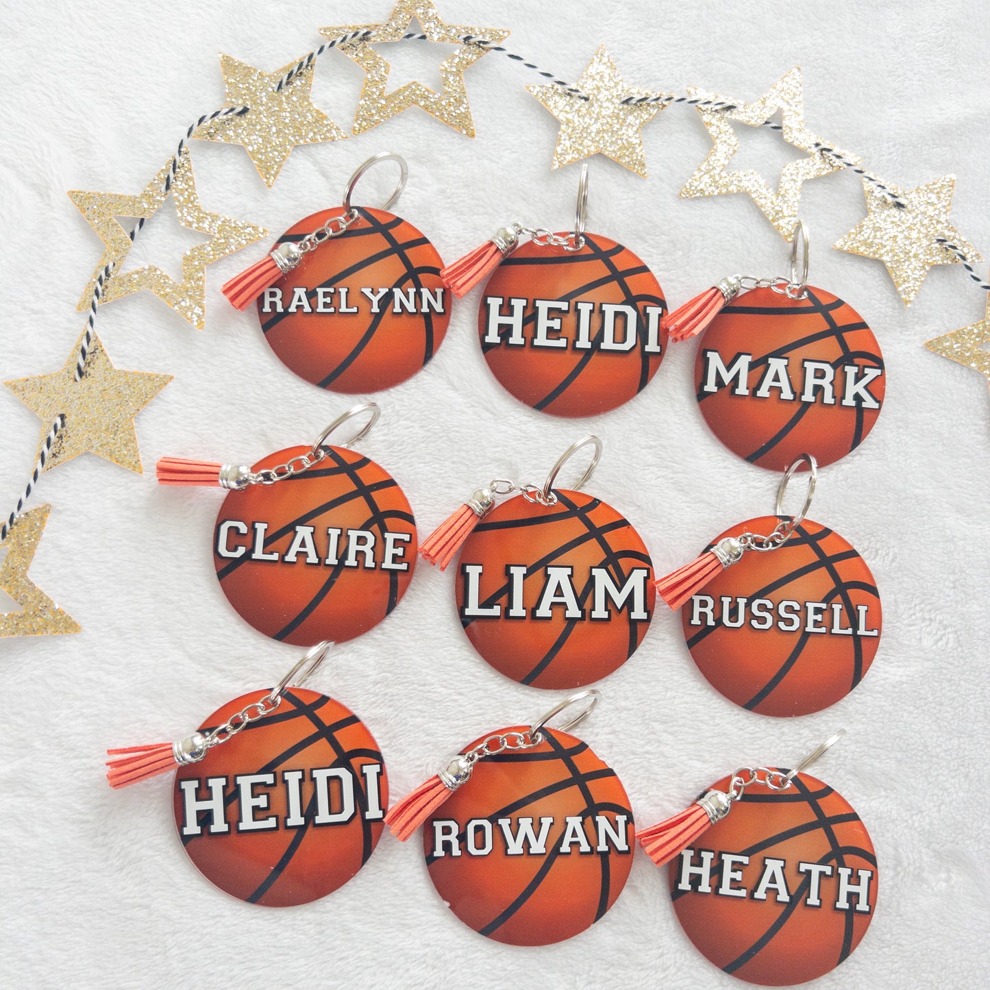 Personalized Basketball Name Keychain for Backpacks, Sports Bags, Luggage