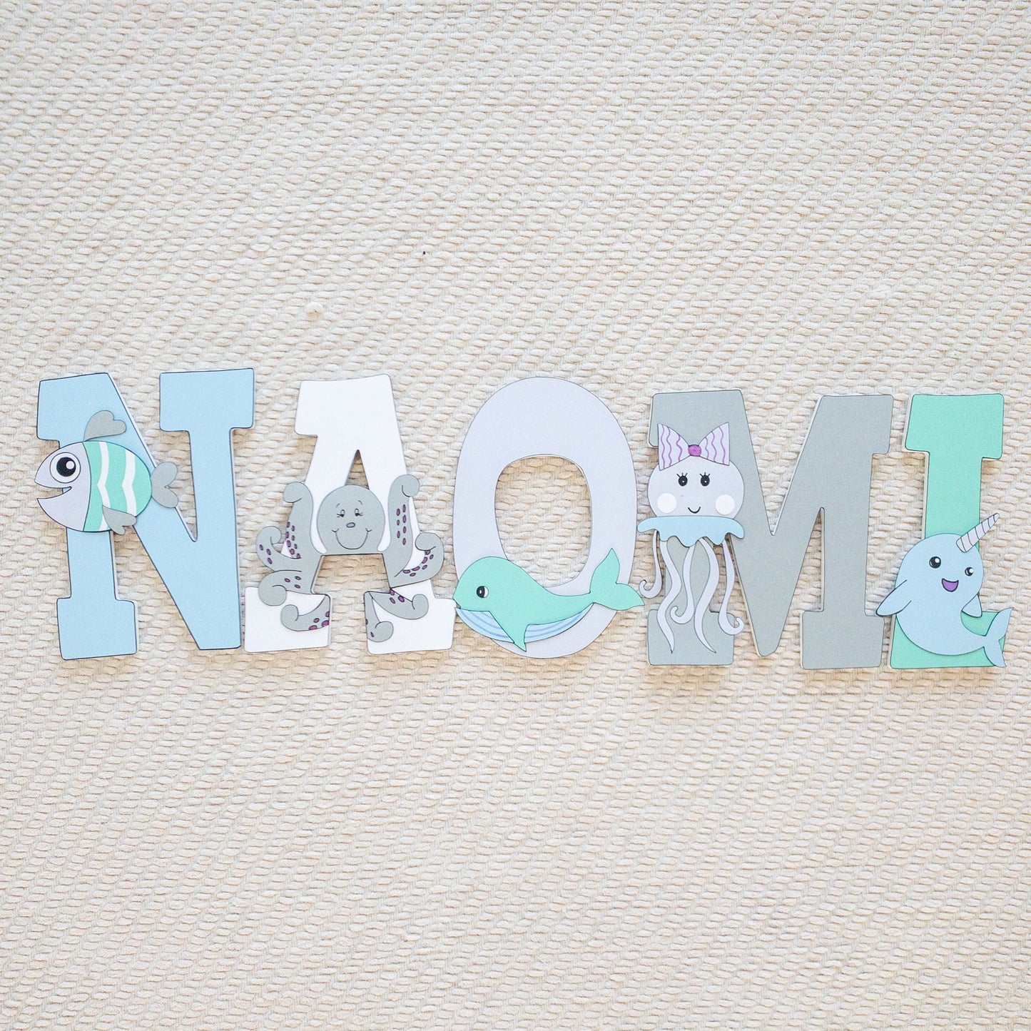 Ocean Sea Creatures Under the Sea Custom Wood Letters