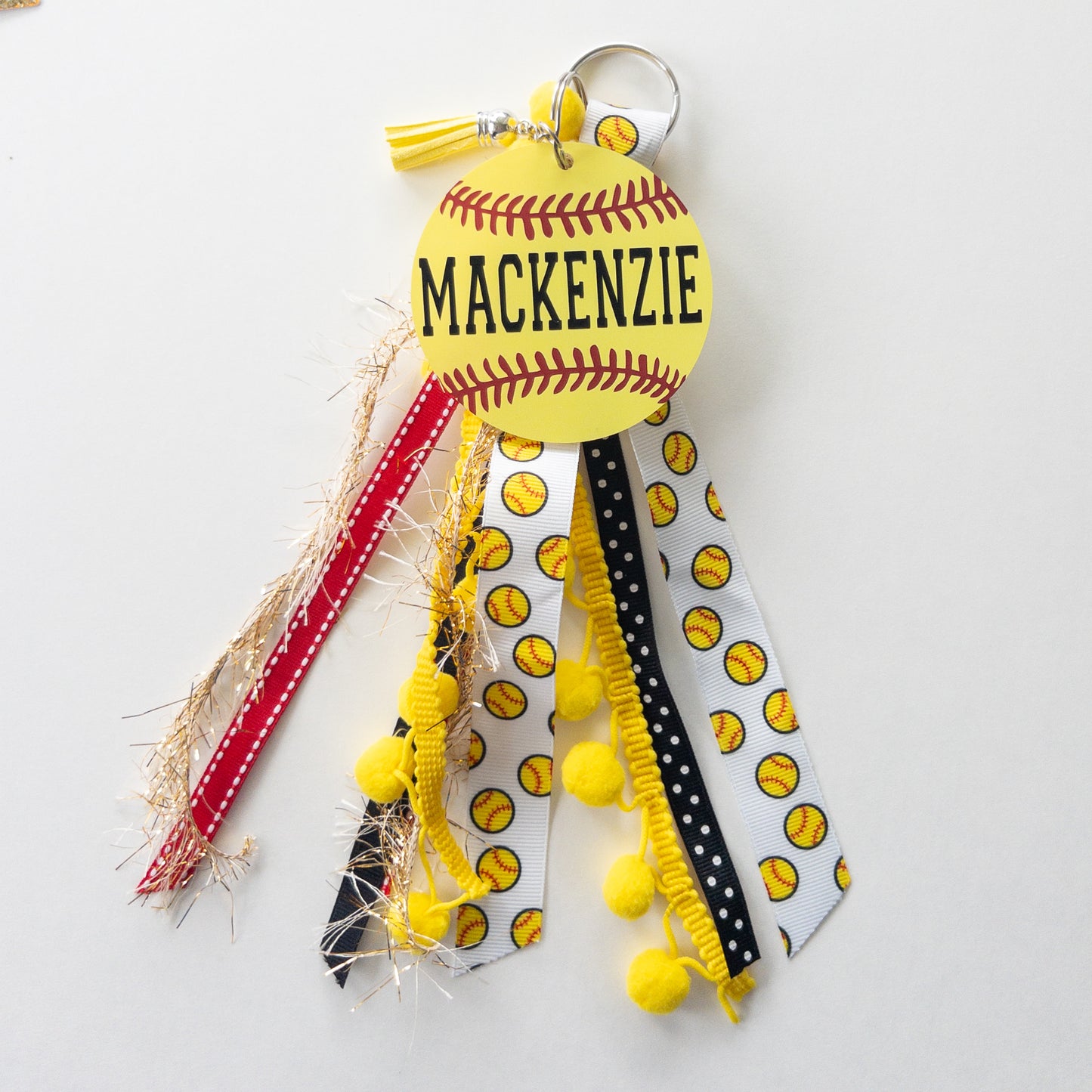 Personalized Softball Name Keychain for Backpacks, Sports Bags, Luggage